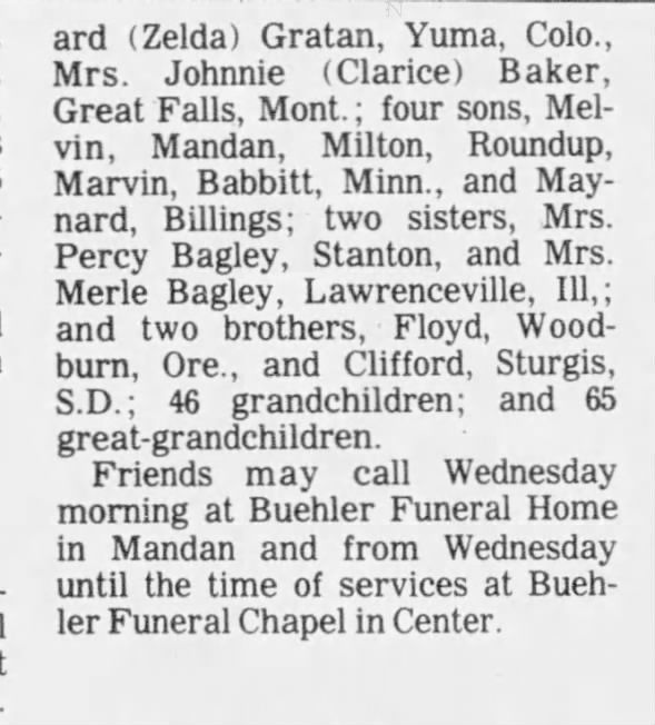 Clipping from The Bismarck Tribune